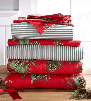 Reversible Holiday Peaceful Pine Cotton Table Runner