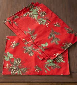 Reversible Holiday Peaceful Pine Cotton Placemat