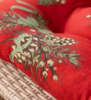 Holiday Peaceful Pine Tufted Cotton Chair Pad with Ties