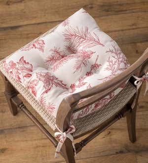 Winter Toile Tufted Cotton Chair Pad with Ties