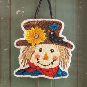 Indoor/Outdoor Scarecrow Hooked Polypropylene Door Décor