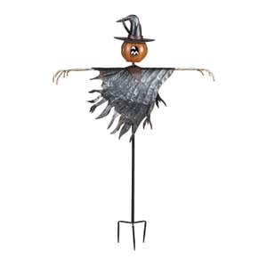Halloween Solar Scarecrow Jack O' Lantern Metal Ground Stake