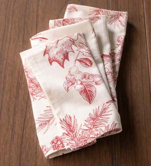 Winter Toile Cotton Napkins, Set of 4