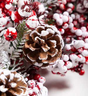 Edinburg Frosted Berries and Pine Boughs Holiday Wreath
