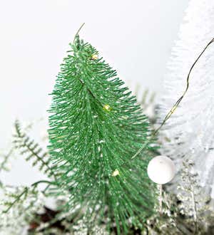 Lighted Holiday Centerpiece with Bottle Brush Trees