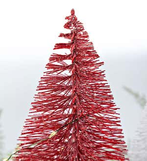 Lighted Holiday Centerpiece with Bottle Brush Trees