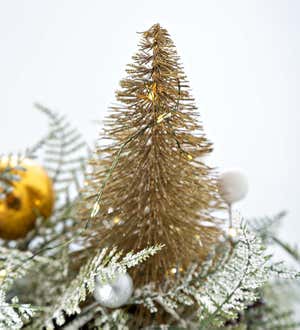 Lighted Holiday Centerpiece with Bottle Brush Trees