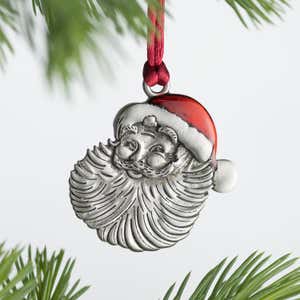 Solid Pewter Christmas Tree Ornament - Santa Gnome