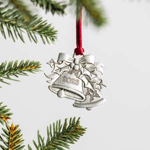 Solid Pewter Christmas Tree Ornament - Santa Gnome