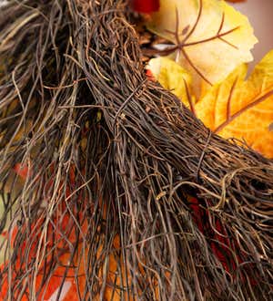 Fall Foliage Pumpkins and Pine Cones Wreath