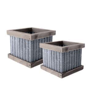 Corrugated Tin and Reclaimed Wood Vernon Planter