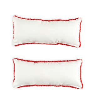 Naughty and Nice Hand-Hooked Wool Lumbar Pillows, Set of 2