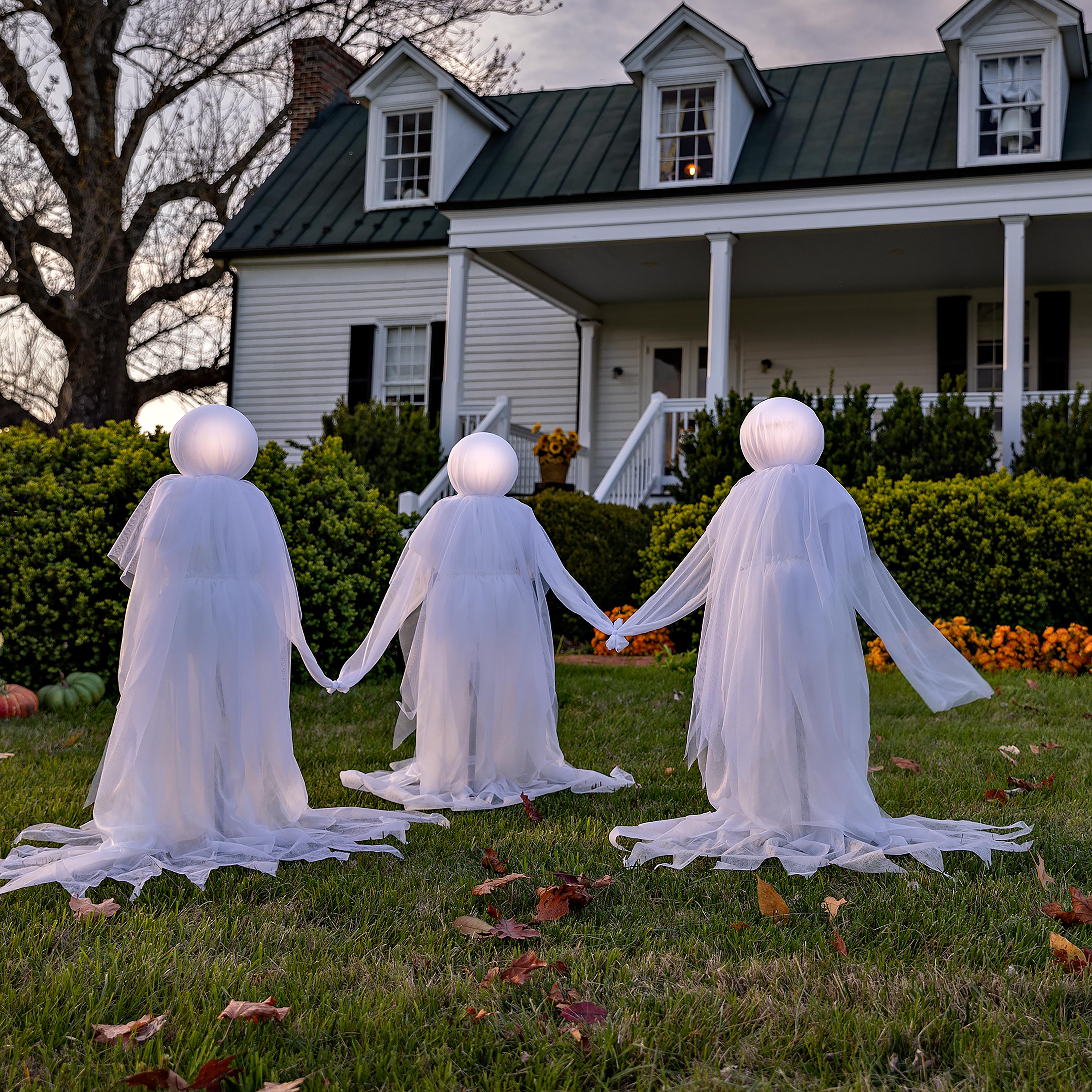 Lighted Halloween Phantom Ghost Stakes, Set of 3