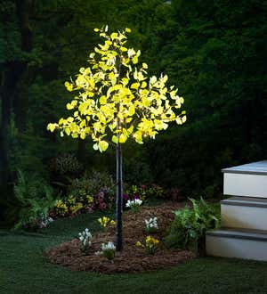 6'H Indoor/Outdoor Electric Lighted Green Ginkgo Tree