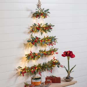 Lighted Hanging Wall Christmas Tree
