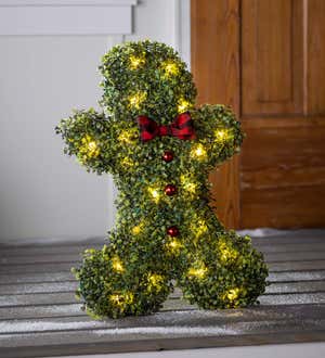 Lighted Boxwood Gingerbread Man Topiary