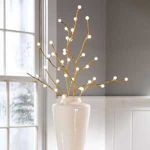 Indoor/Outdoor Gold Metallic Branches with Warm White Lights, Set of 2