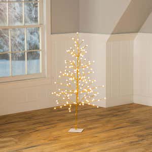 Indoor/Outdoor Gold Metallic Tree with Dual-Function Lights