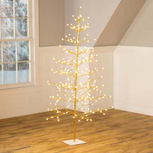 Indoor/Outdoor Gold Metallic Tree with Dual-Function Lights