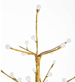 Indoor/Outdoor Gold Metallic Tree with Dual-Function Lights