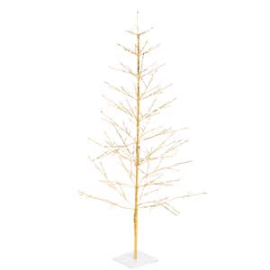 Indoor/Outdoor Gold Metallic Tree with Dual-Function Lights