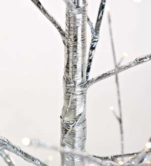 6'H Indoor/Outdoor Silver Metallic Tree with 256 Lights