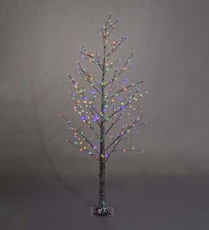 4'H Indoor/Outdoor Silver Metallic Tree with 112 Lights