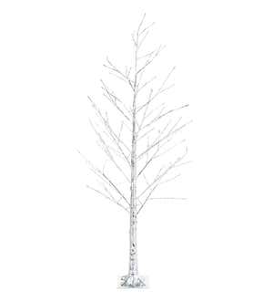 6'H Indoor/Outdoor Silver Metallic Tree with 256 Lights