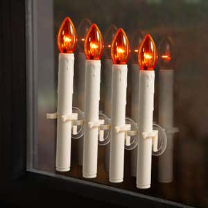 Battery-Operated Halloween Suction Cup Candles, Set of 4 - Orange