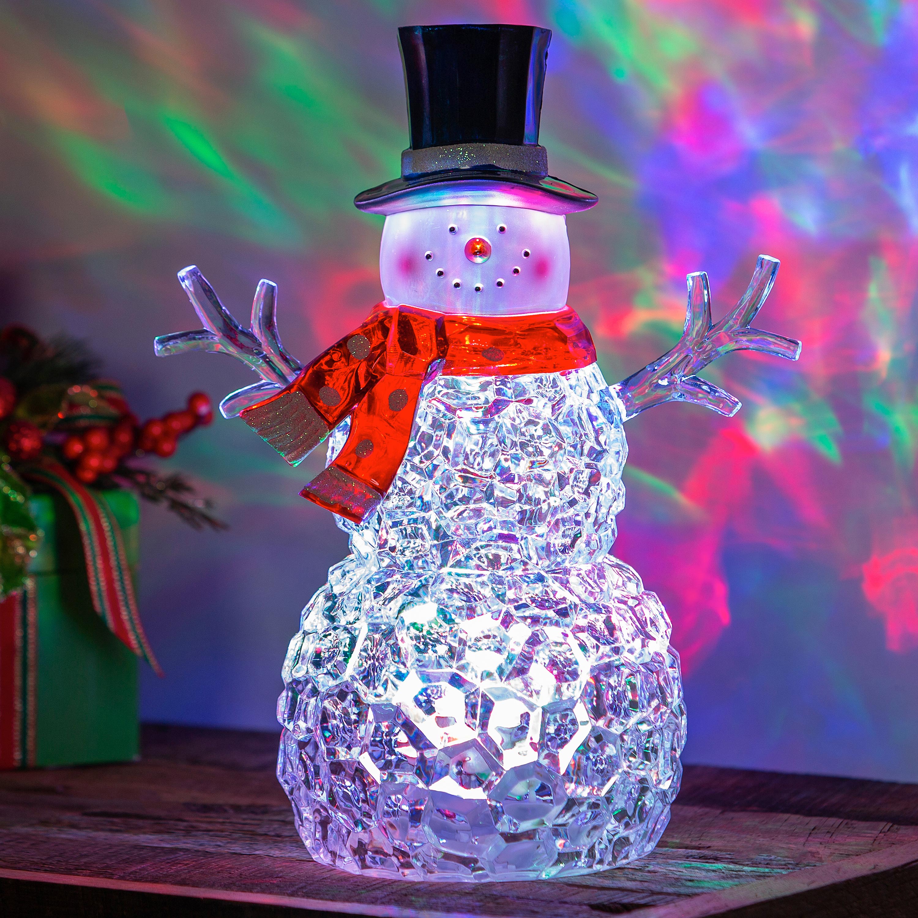 Color Changing Lighted Snow Globe, Christmas Water Swirling Glitter with  Snowman Decor, Crystal Ball Christmas Home Decoration Gifts for Kids 
