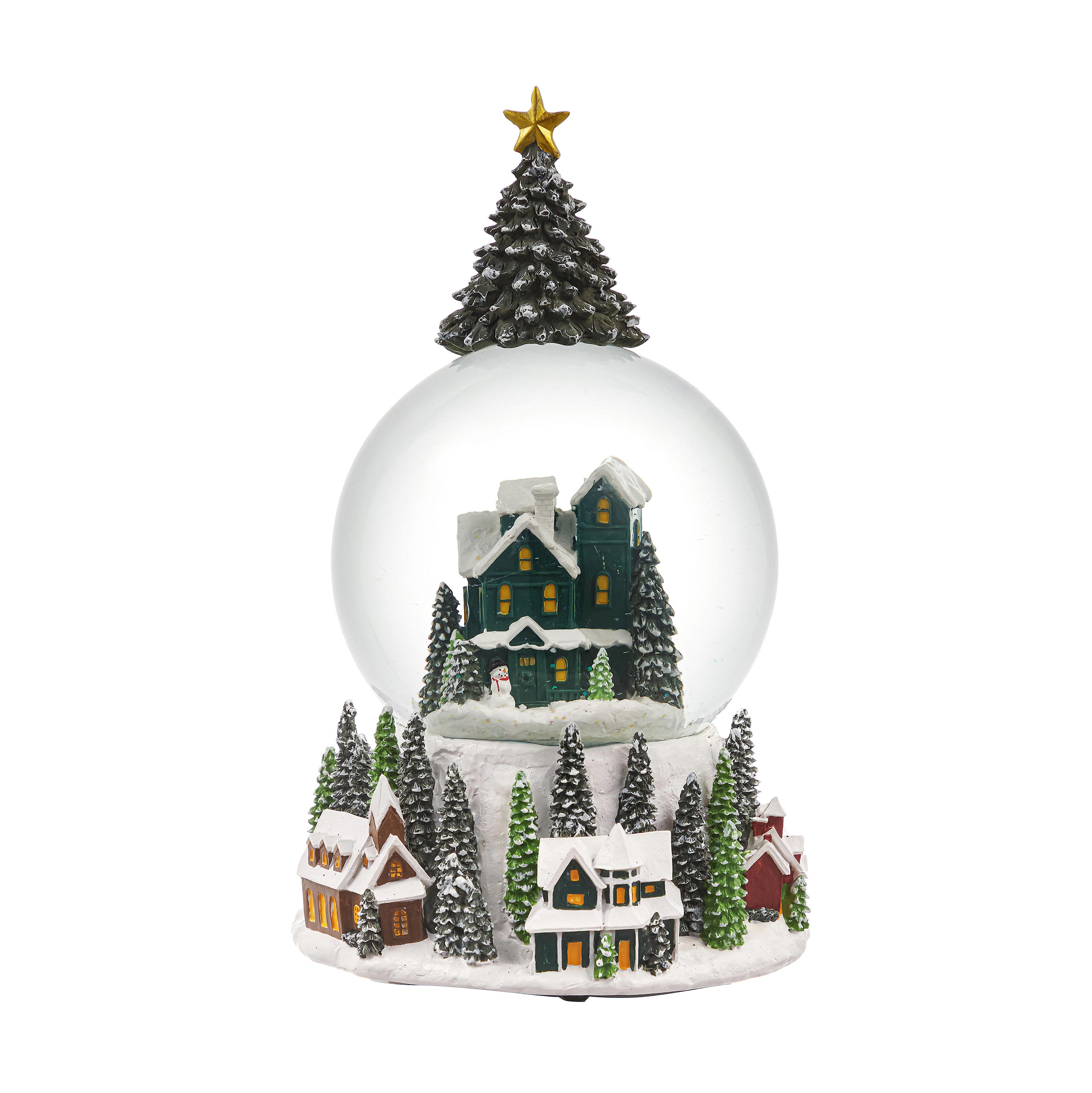 Holiday Christmas Town Water Globe with Music | Plow & Hearth