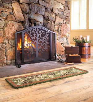 Large Tree of Life Fire Screen with Door - Black