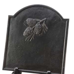 Cast Iron Fireback with Pine Cone Design