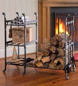 All-In-One Wood Rack with Tools - Black