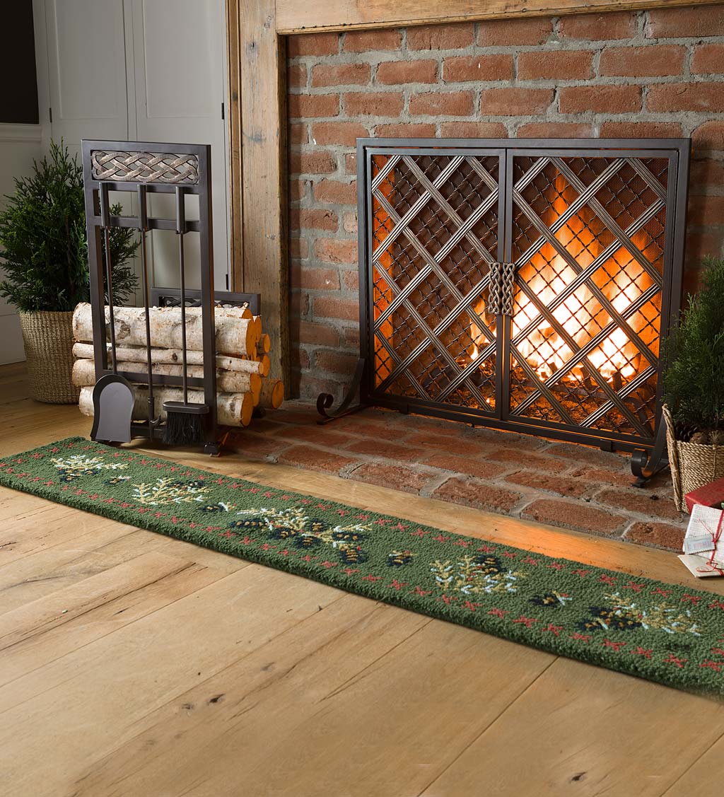 Pine Cone Hand-Hooked Wool Hearth Runner, 1' x 6'