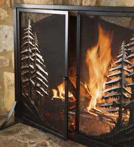 Alpine Fireplace Screen with Doors, Small - Black