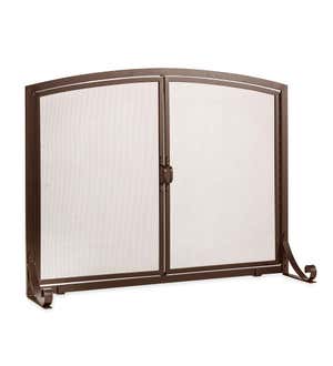 Arched Top Flat Guard Fireplace Screen with Doors