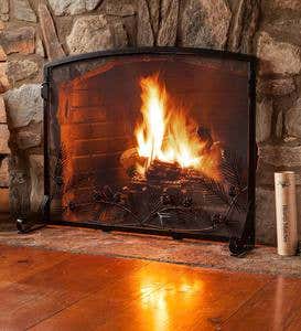 Pine Cone Flat Guard Fireplace Screen