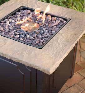 Chiseled Stone Propane Fire Pit with Cover