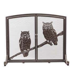 Owls Fireplace Screen with Two Doors