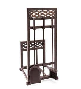 McCormick Celtic Fireplace Tool Set Log Rack - Bronze