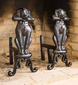 Cast Iron Fireplace Dog Andirons, Set of 2