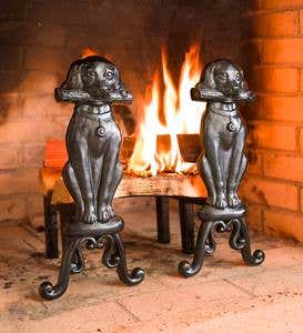 Cast Iron Fireplace Dog Andirons, Set of 2