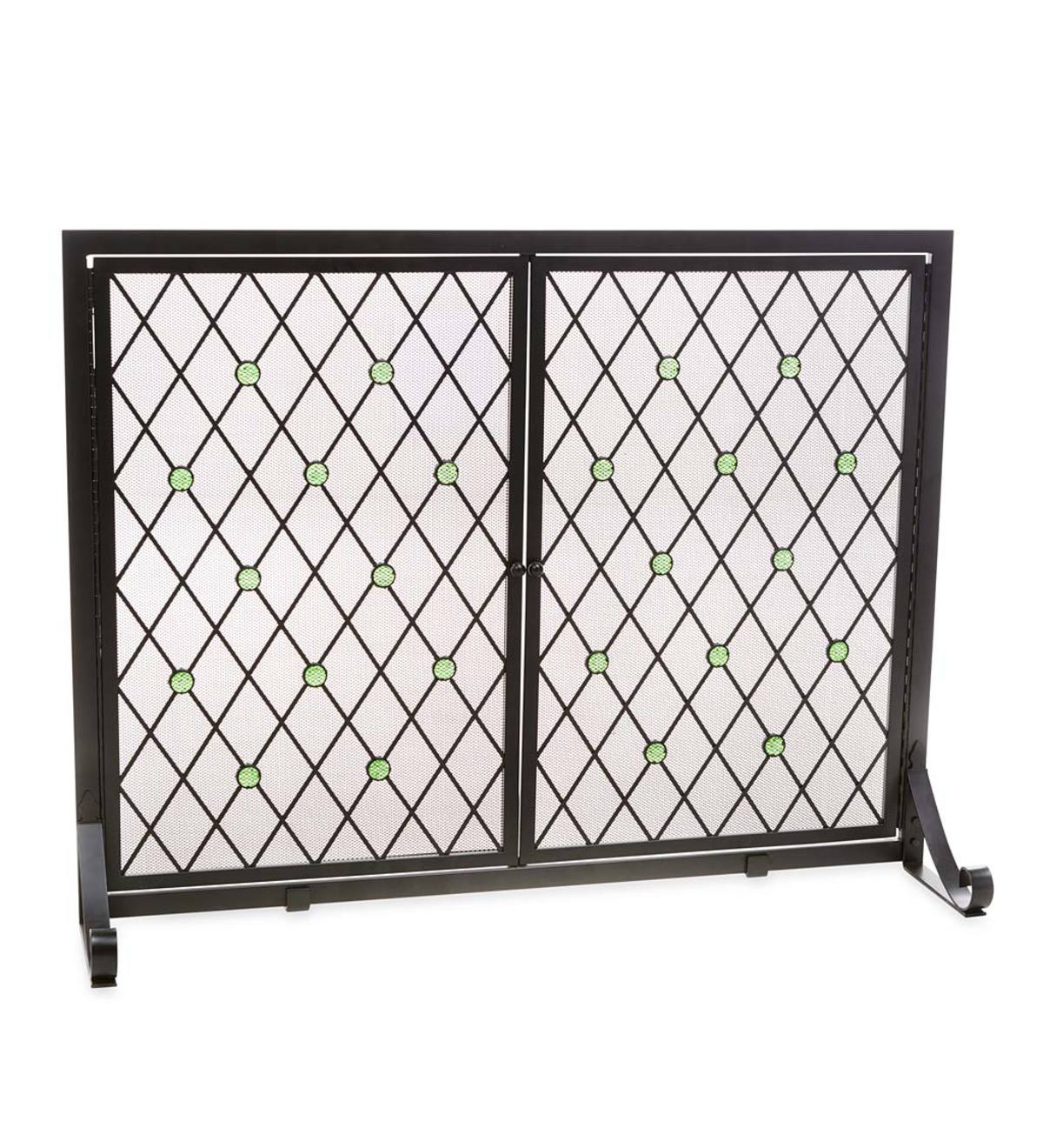 Large Jeweled Fireplace Screen With Two Doors