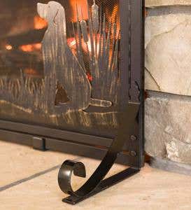 Small Retriever Dogs Fireplace Screen with Doors