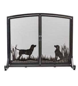 Retriever Dogs Fireplace Screen with Doors