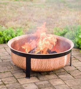 Hammered Copper Fire Pit With Mesh Cover