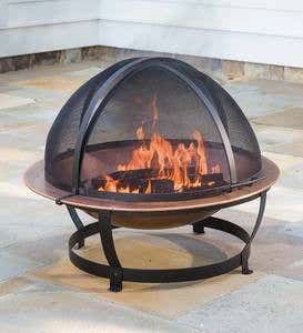 Large Copper Fire Pit with Retractable Dome