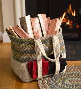 Braided Wool Hearth Bag Log Carrier