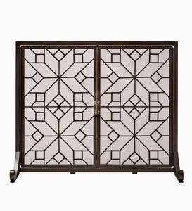 American Star Fireplace Screen with Glass Accents and Doors